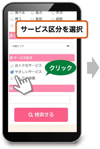 調べたいサービスにチェックをいれます